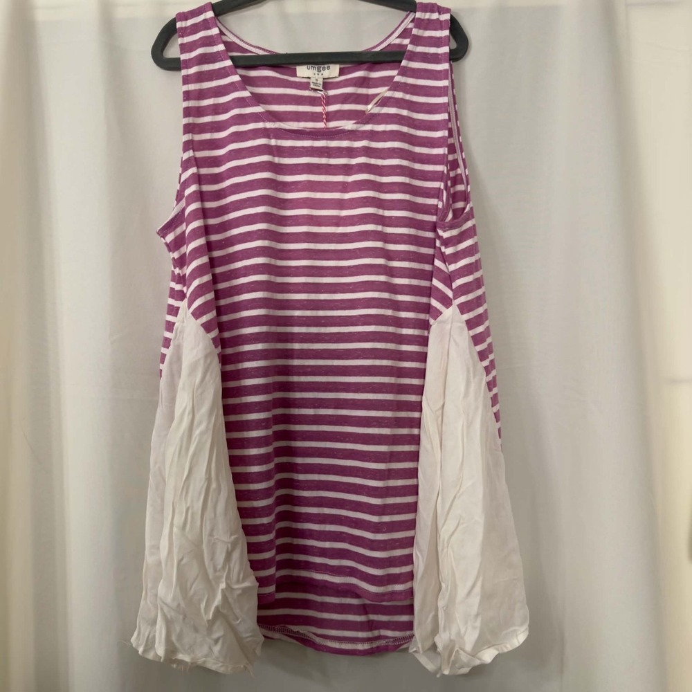 Umgee Size Small Purple Striped Tunic Top NWT Ruffle Hem Boho Coastal Women's